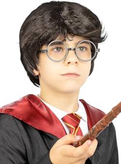 Funidelia | Harry Potter Perücke für Jungen Zauberer, Gryffindor, Hogwarts - Zubehör für Kinder, Zubehör für Kostüm - Braun von Funidelia