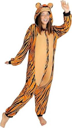 Funidelia | Tiger Onesie Kostüm für Herren und Damen Tiere, Wüste, Dschungel - Kostüme für Erwachsene & Verkleidung für Partys, Karneval & Halloween - Größe S-M - Orange von Funidelia