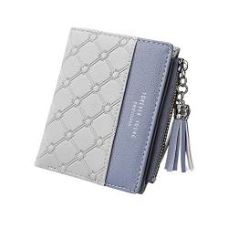 FuninCrea Geldbörse Damen, PU Leder Kleine Portemonnaie Damen, Bifold Geldbeutel Damen Portmonee Damen mit Reißverschluss Münztasche, Multicard Geldbörse Damen Klein für Bargeld, Cion, Karte (grau) von FuninCrea