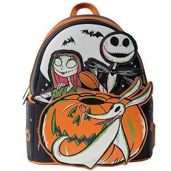 Disney 100 Nightmare Before Christmas Mini-Rucksack, leuchtet im Dunkeln, Orange/Abendrot im Zickzackmuster (Sunset Chevron), Einheitsgröße, Modern von Funko