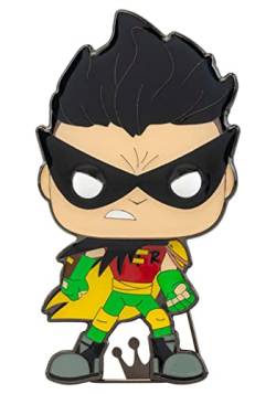 Loungefly Funko POP! Large Enamel Enamel Pin DC: TEEN TITANS - Robin - ROBIN - Teen Titans Go! Emaille-Nadeln - Niedliche Brosche Zum Sammeln - Für Rucksäcke & Taschen - Geschenkidee - TV Fans von Funko