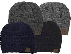 Funky Junque Beanie-Mütze, gerippt, weich, dehnbar, Zopfmuster, warm - - Einheitsgröße von Funky Junque