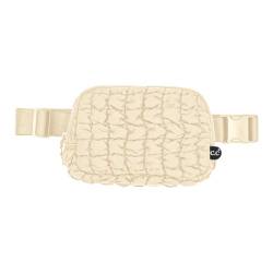 Funky Junque Umhängetaschen für Damen, verstellbarer Gürtelriemen, Bauchtasche, Schlingen, Taille, Geldbörse, Reisen, Essentials, Strand, Fitnessstudio, Beige (gesteppter Puffer), Einheitsgröße von Funky Junque