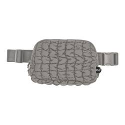 Funky Junque Umhängetaschen für Damen, verstellbarer Gürtelriemen, Bauchtasche, Schlingen, Taille, Geldbörse, Reisen, Essentials, Strand, Fitnessstudio, Grau (gesteppter Puffer), Einheitsgröße von Funky Junque