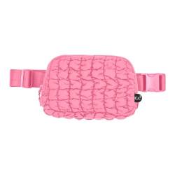 Funky Junque Umhängetaschen für Damen, verstellbarer Gürtelriemen, Bauchtasche, Schlingen, Taille, Geldbörse, Reisen, Essentials, Strand, Fitnessstudio, Rosa (gesteppter Puffer), Einheitsgröße von Funky Junque