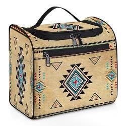 Funky Qiu Reise-Kulturtasche für Damen und Herren, ethnischer Azteken, hängende Kosmetiktasche, tragbar, wasserabweisend, Make-up-Tasche, Reise-Essential-Set für Mädchen, Mehrfarbig, Einheitsgröße von Funky Qiu