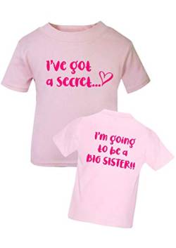 Big Sister Secret T-Shirt vorne und hinten – Promoted to Big Sister Top – Schwangerschaftsankündigung Big Sister T-Shirt, hellrosa, 3 Jahre von FunkyShirt