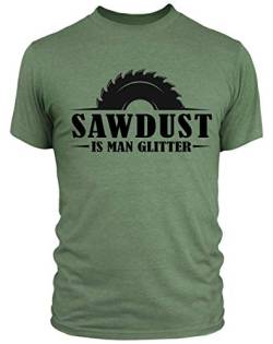 Gifts for Carpenters – Sawdust is Man Glitzer T-Shirt – Garage Dad T-Shirt Gr. X-Large, military green von FunkyShirt