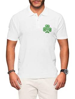 Irland Rugby-Poloshirt – Irisches Jersey, kurzärmeliges Oberteil, grünes gesticktes Abzeichen – für Herren-Polo-T-Shirts, weiß, M von FunkyShirt