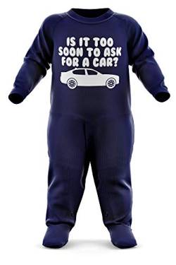 Is It Too Soon to Ask for A Car? Baby-Strampler, lustiges Auto, für Weihnachten, Auto, Geburtstag, Strampler für Neugeborene, Einteiler Gr. 6-12 Monate, navy von FunkyShirt