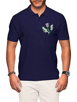 Schottland Rugby Poloshirt für Herren – Scottish Thistle – Shirts Nations Fußball-T-Shirts Gr. L, navy von FunkyShirt