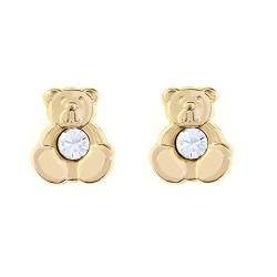 9 ct Gelb Gold Teddy Bär Kristall Ohrstecker. Geschenk-Box von Funkyrox