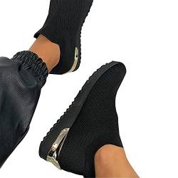 Funming Elegante elastische Schlupfschuhe für Damen, Mesh-Obermaterial, atmungsaktive Sneakers von Funming
