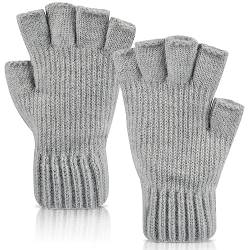 Funmo Gestrickte Fingerlose Handschuhe,Winter Halb Finger Handschuhe,Winter Strickhandschuhe,Thermisch Half Finger Handschuhe,Halbe Handschuhe,Handschuhe ohne Finger von Funmo