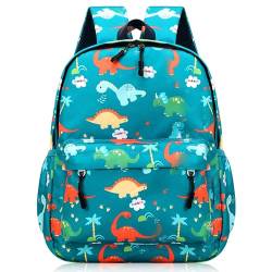 Kinderrucksack mit Brustgurt, Kindergartenrucksack, Dinosaurier Rucksack Kinder, Wanderrucksack Kinder, 33cm Schulrucksack Mädchen Jungen, ab 3-7 Jahre von Funmo