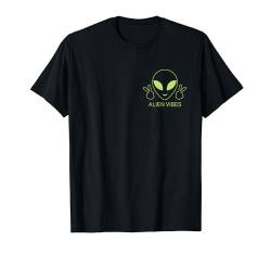 Alien Vibes niedliches lustiges Vintage-Schild "Happy Alien Peace" T-Shirt von Funny Alien Smile Face Peace Sign Tees