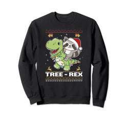 Frohe Weihnachten Hässliche Weihnachten Waschbär T-Rex Tree Rex Sweatshirt von Funny Animals For Ugly Christmas
