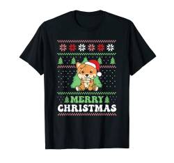 Frohe Weihnachten Retro Hässliche Weihnachten Shiba Inu T-Shirt von Funny Animals For Ugly Christmas