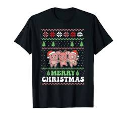 Frohe Weihnachten Retro Hässliches Weihnachtsschwein T-Shirt von Funny Animals For Ugly Christmas