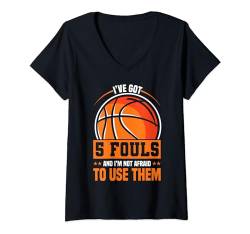 Damen Lustiger Basketballspieler, Trainer-Fan, Sport, Bball-Hoops, 5 Fouls T-Shirt mit V-Ausschnitt von Funny Basketball Shirts For Women Men Bball Gifts