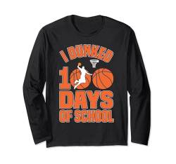 I Dunked 100 Days Of School Basketballspieler Trainer Student Langarmshirt von Funny Basketball Shirts For Women Men Bball Gifts