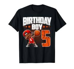 5. Geburtstag Junge Basketball Dabbing 5 Jahre alt Afro Boy T-Shirt von Funny Birthday Boy Basketball Tees