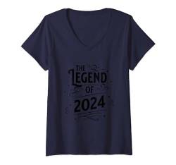 Damen Die Legende von 2024 Cute Birthday Party T-Shirt mit V-Ausschnitt von Funny Birthday Idea for adults, girls and boys