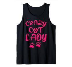 Lustige Katzenliebhaber-T-Shirts – Crazy Cat Lady – Pfotenabdruck Tank Top von Funny Cat Themed Tees