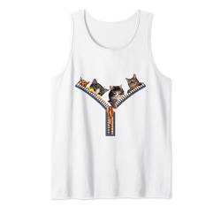 T-Shirt mit Katzenmotiv und Reißverschluss Tank Top von Funny Cat Themed Tees
