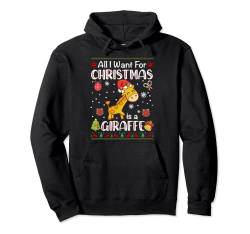 All I Want Is A Giraffe For Christmas Ugly Xmas Pyjama Pullover Hoodie von Funny Christmas Farmer Animal Sweater T-Shirt