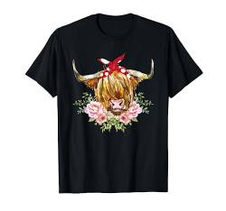 Lustiges Hochlandrind Kuh Haarband Blumen Hippie Landwirtin T-Shirt von Funny Cow Lover Designs