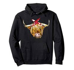 Lustiges Hochlandrind Kuh mit Haarband Hippie Landwirtin Pullover Hoodie von Funny Cow Lover Designs