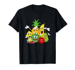 Lustige Früchte Obst Gemüse Essen Kirschen Kiwi Banane Apfel T-Shirt von Funny Crazy Fruit Vegetables Food Vegan Outfit