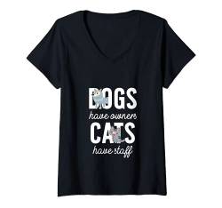 Damen Lustiges Shirt für Hunde und Katzen, für Damen und Herren T-Shirt mit V-Ausschnitt von Funny Cute Cat Statement Shirts for Adults TeeZ