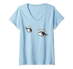 Damen Kostüm mit braunen Augen T-Shirt mit V-Ausschnitt von Funny Easy Lazy Last Minute Costumes