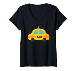 Damen Taxi gelbes Taxikab Kostüm T-Shirt mit V-Ausschnitt von Funny Easy Lazy Last Minute Costumes