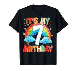 7 Jahre alt Geburtstag Mädchen Regenbogen für Mädchen 7. Geburtstag T-Shirt von Funny Family Rainbow Themed Birthday Girl Party