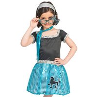 Funny Fashion Kostüm 60er Jahre Sixties Kleid Sweety Lou für Mädchen - Blau - Showtanz Party Retro Paillettenkleid von Funny Fashion