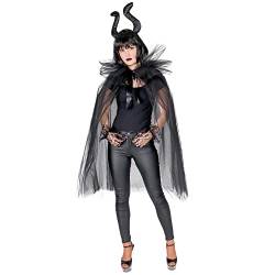 Funny Fashion Tüll Umhang Cape für Damen - Schwarz - Accessoire Kostüm Teufel Hexe Vampir Halloween Fasching Mottoparty von Funny Fashion