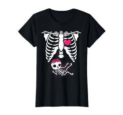 Halloween Skelett Schwangerschaft Baby Mädchen Röntgenstrahlen Lustig Schwangere T-Shirt von Funny Halloween Pregnancy Tshirt