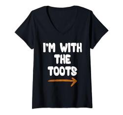 Damen I'm With The Toots Lustiger Spitzname für Kinder Jungen Mädchen T-Shirt mit V-Ausschnitt von Funny Matching Halloween Thanksgiving Gift Ideas