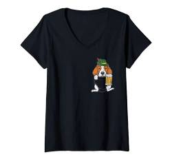 Damen Pocket deutsch Beagle Füße Oktoberfest Bayrisch Hund Herren Damen T-Shirt mit V-Ausschnitt von Funny Oktoberfest Clothes Women Men Kids Gifts