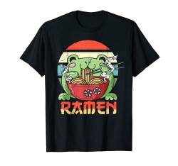 Retro Frosch Ramen Schale Kawaii Japanische Nudeln Anime Ramen T-Shirt von Funny Ramen Kawaii Anime Japanese Noodles Clothing