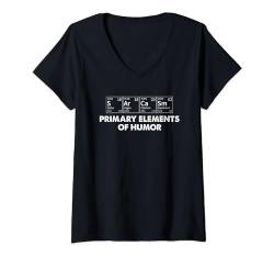 Damen Funny Periodic Table Sarcasm Elements Of Humor Sarcastic T-Shirt mit V-Ausschnitt von Funny Sarcastic Humor Designs by JMI
