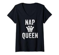 Damen Nap Queen Crown Funny Sleeping Power Napping Girl Champion T-Shirt mit V-Ausschnitt von Funny Sarcastic Quotes & Sayings For Women & Men