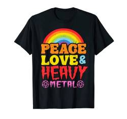 Punk Rock Kids Band Metall Rainbow Peace Love & Heavy Metal T-Shirt von Funny Satanic & Death Metal Gifts Men Women Kids