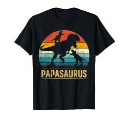 Papa Dinosaurier T Rex Papasaurus 2 Kinder Vatertag T-Shirt von Funny Saurus T Rex Matching Family