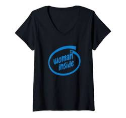Damen Baby Inside - Lustiger Streich Witz IT Tech T-Shirt mit V-Ausschnitt von Funny Tech Humor & Inside Joke Geek Shirts