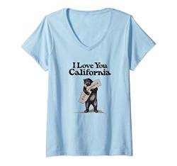 Damen I Love You California T-Shirt mit V-Ausschnitt von Funny Tees