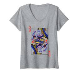 Damen Spielkarten Queen Hearts Suit T-Shirt mit V-Ausschnitt von Funny Thrifts